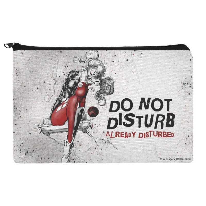 GRAPHICS & MORE Harley Quinn Already Disturbed Makeup Cosmetic Bag Organizer Pouch - Image 1